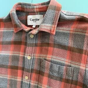 Corridor Twisted Yarn Blanket Plaid Shirt - Clay - Small